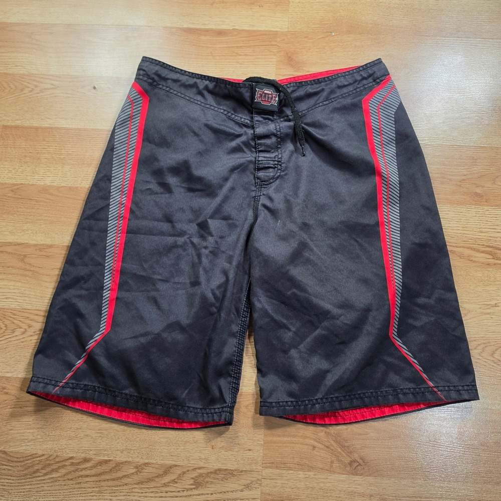 MMA Elite Board Shorts Mens Medium Black Red Combat Training Grappling Trunks